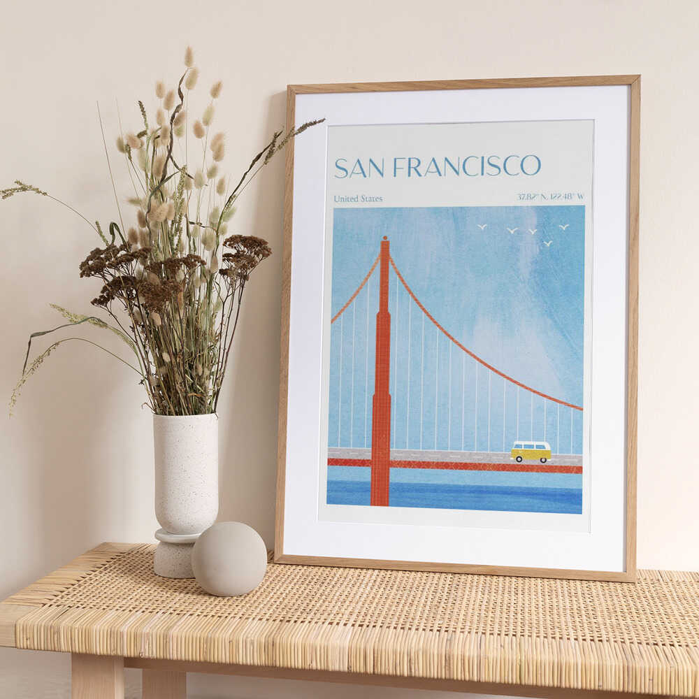 San Francisco, Golden Gate Bridge - Art Print by longwayhome Travel Poster