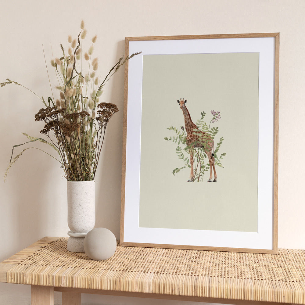 Floral giraffe - Art Print by Frida Floral Studio