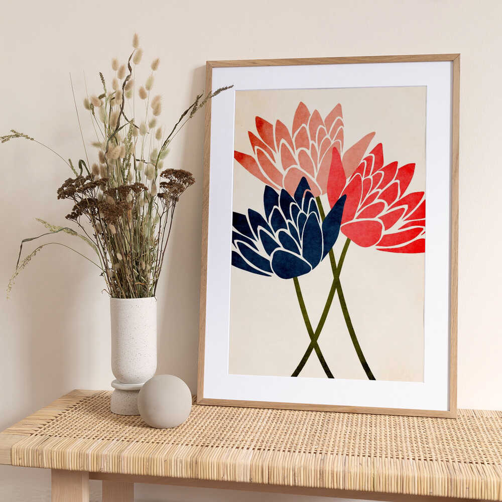 Three Dancing Blossoms - Art Print by Kubistika