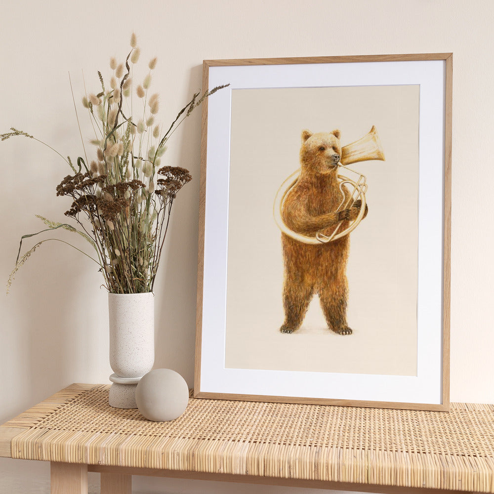 The Bear and His Helicon - Art Print by Florent Bodart