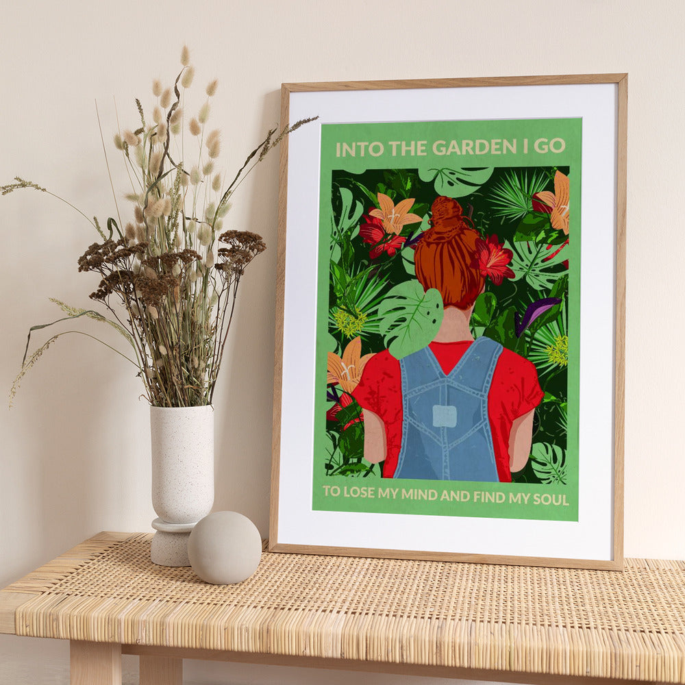 Into the Garden (redhead &amp; Light Green) - Art Print by WallChart Art Studio