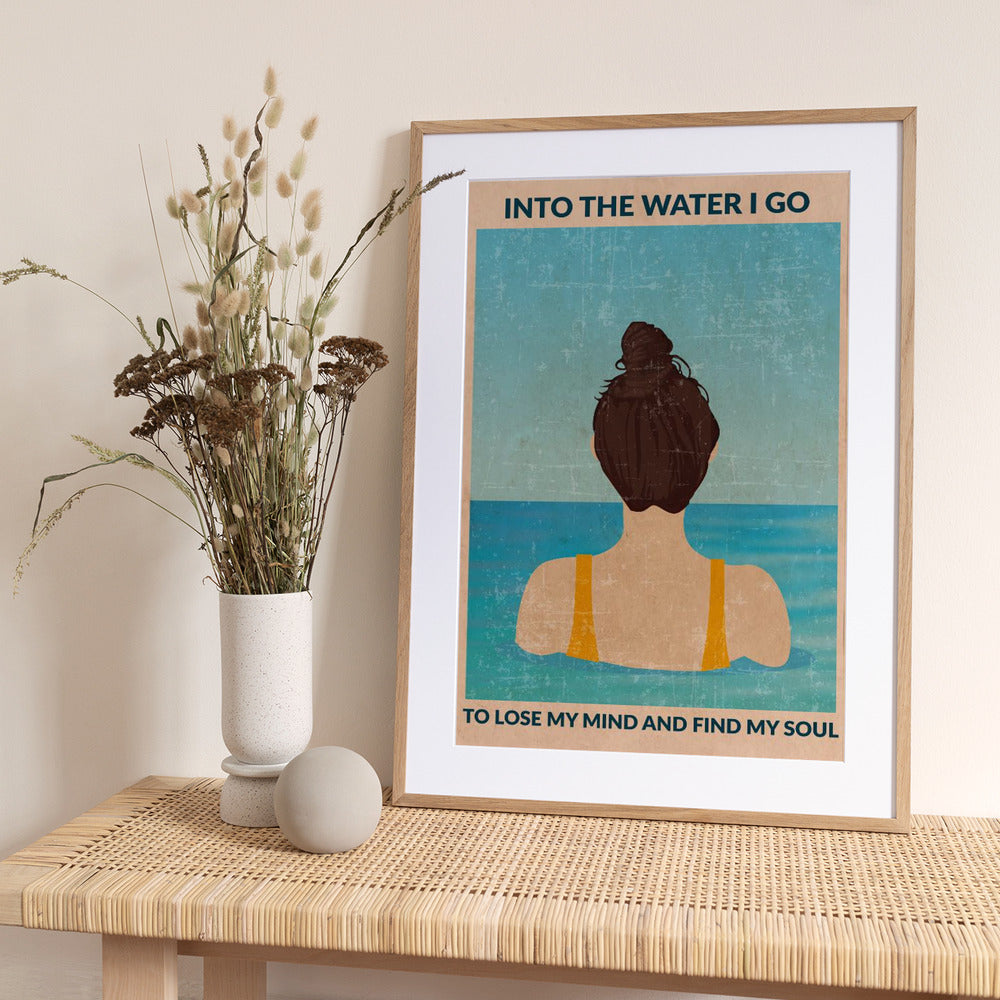 Into the Water (brunette) - Art Print by WallChart Art Studio