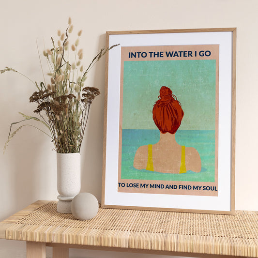 Into the Water (redhead) - Art Print by WallChart Art Studio