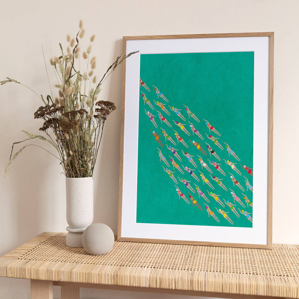 Racing Swimmers - Art Print by WallChart Art Studio