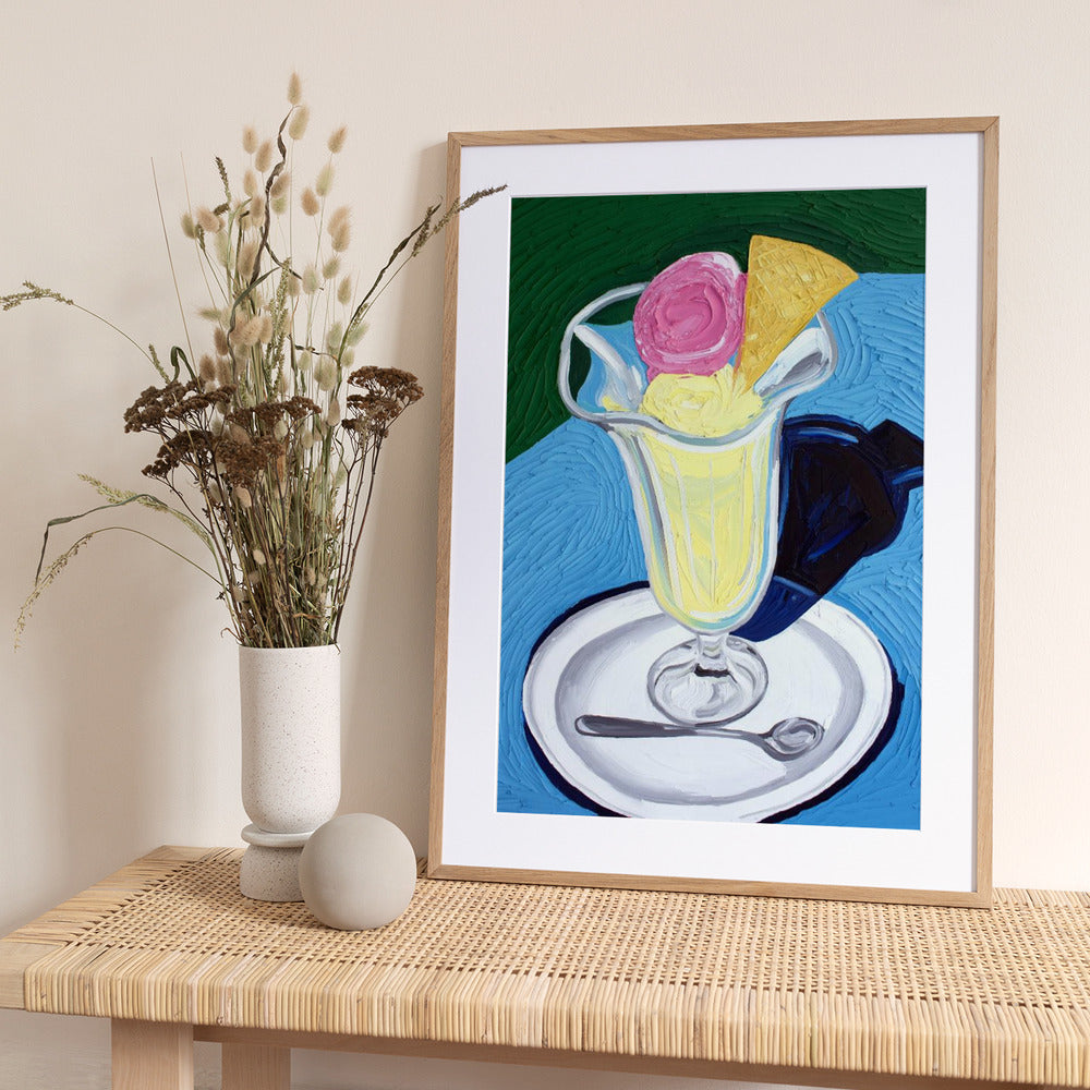 Raspberry and Vanilla Ice Cream - Art Print by Alice Straker
