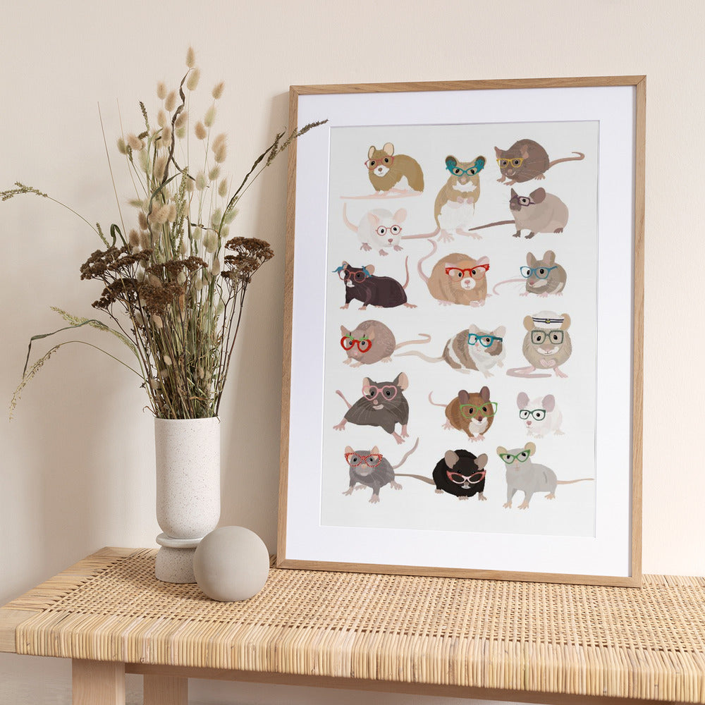 Mice In Glasses - Art Print by Hanna Melin