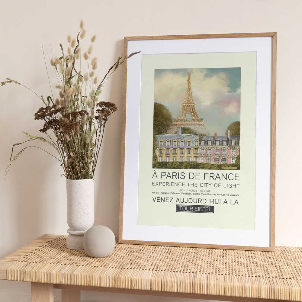 Paris retro print - Art Print by Dion Gem Travel Poster
