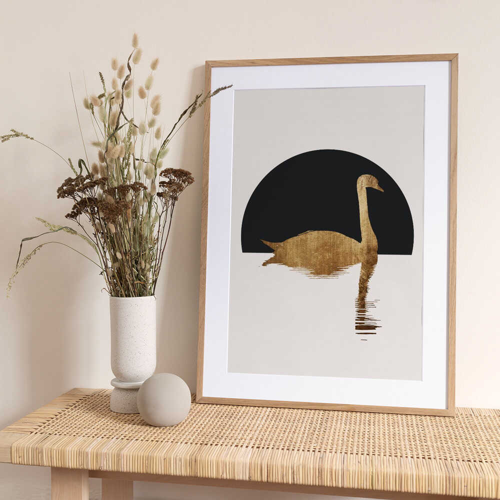 The Swan   Black - Art Print by Kubistika