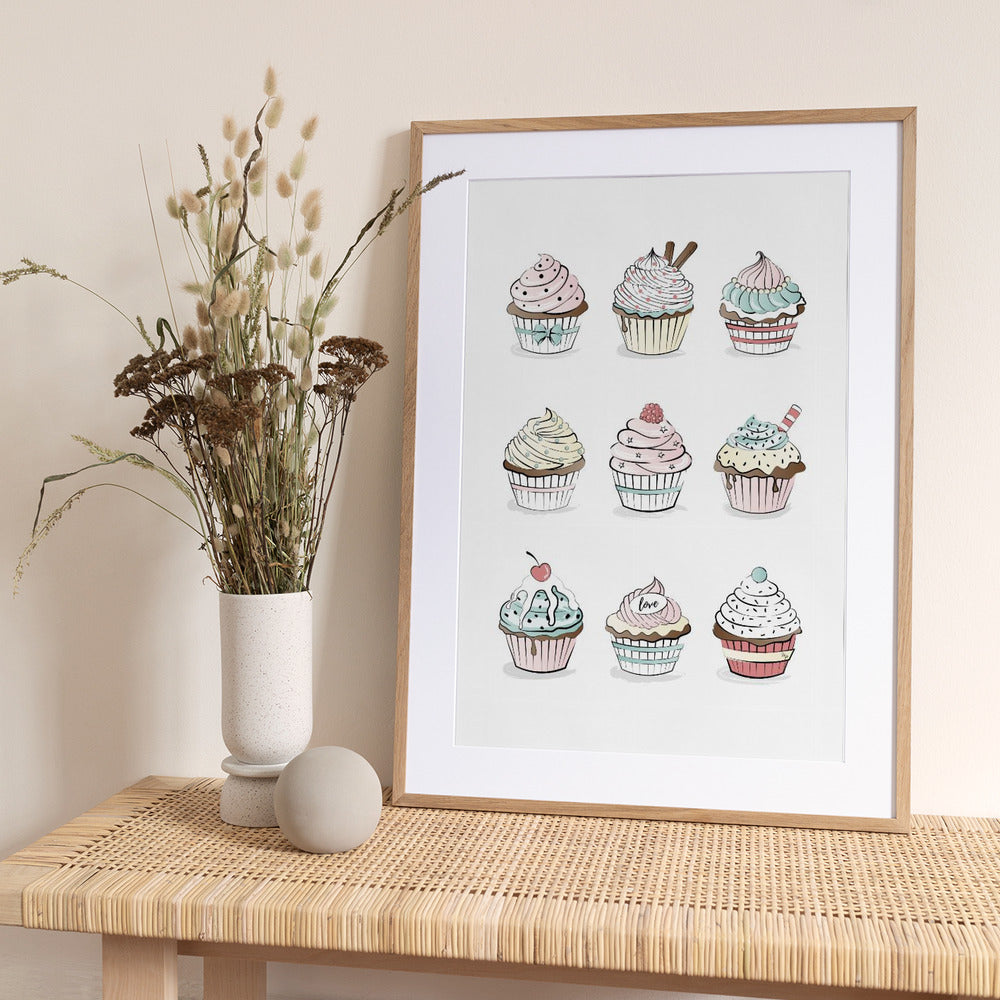 Sweet Cupcake Medley - Art Print by Martina