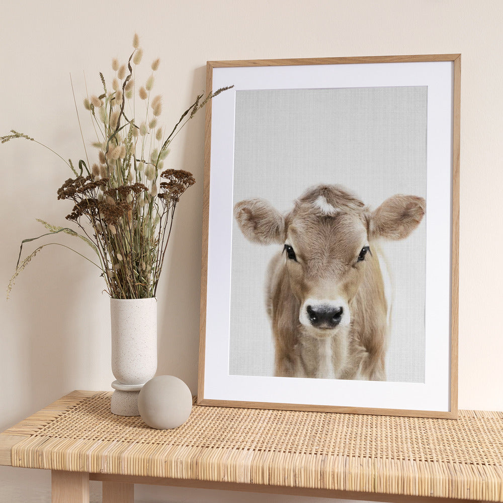 Peekaboo Baby Cow - Art Print by Lola Peacock