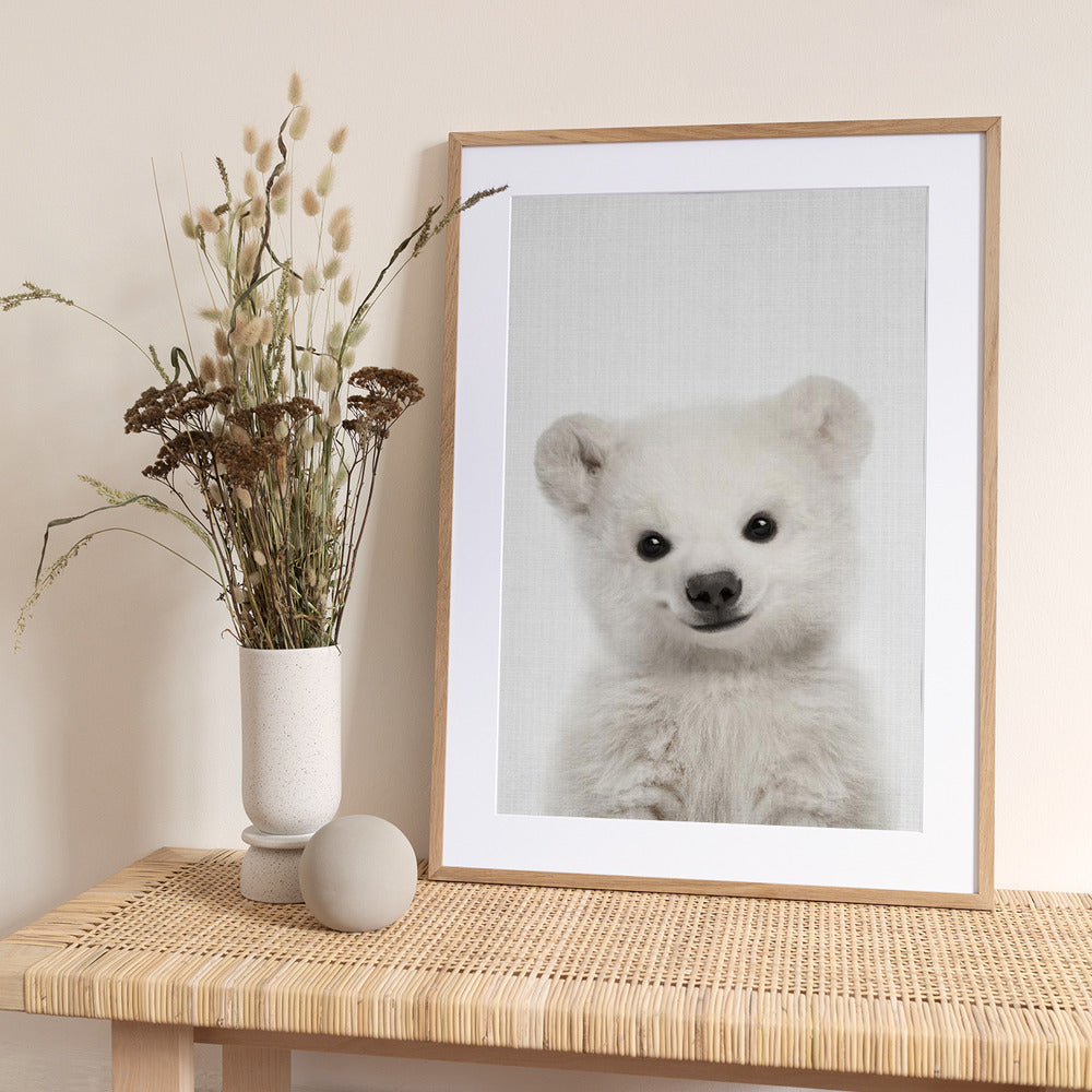 Peekaboo Baby Polar Bear - Art Print by Lola Peacock