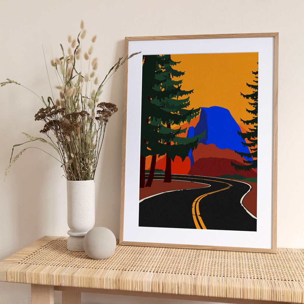 Clacier Road With Half Dome - Art Print by Rosi Feist