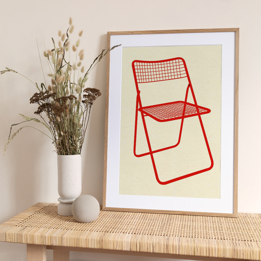Ted Net Chair Red - Art Print by Rosi Feist