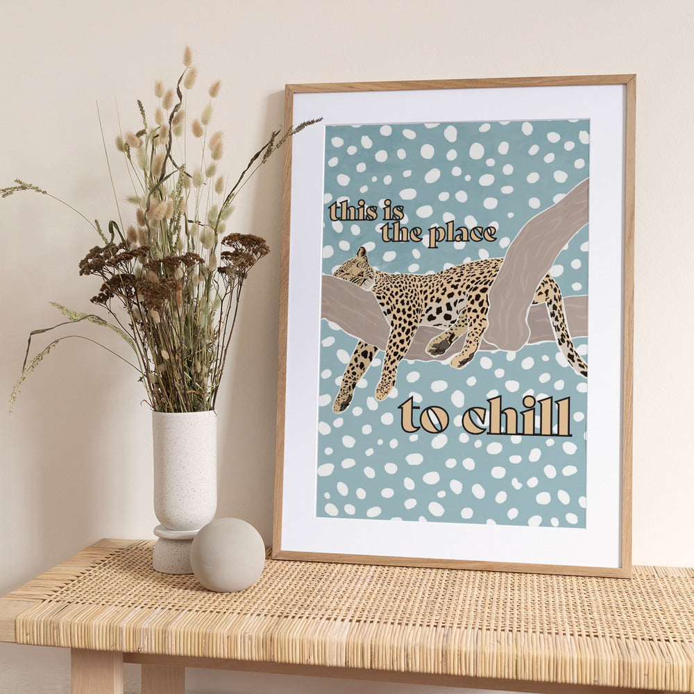 This Is the Place To Chill Leopard Kids Print - Art Print by Sarah Manovski