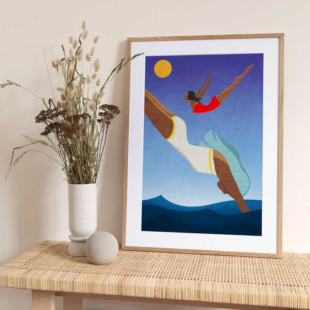 Graceful Dive - Art Print by Emel Tunaboylu