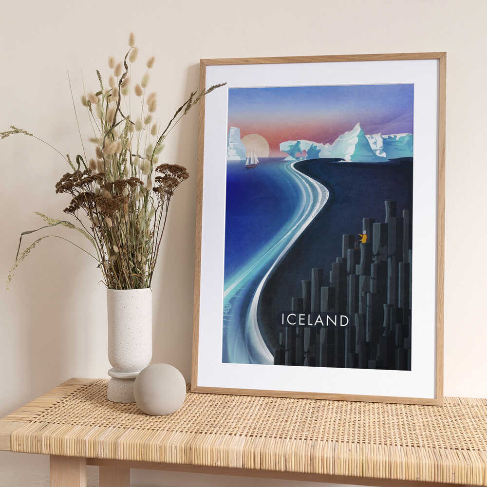 Majestic Iceland View - Art Print by Emel Tunaboylu Travel Poster