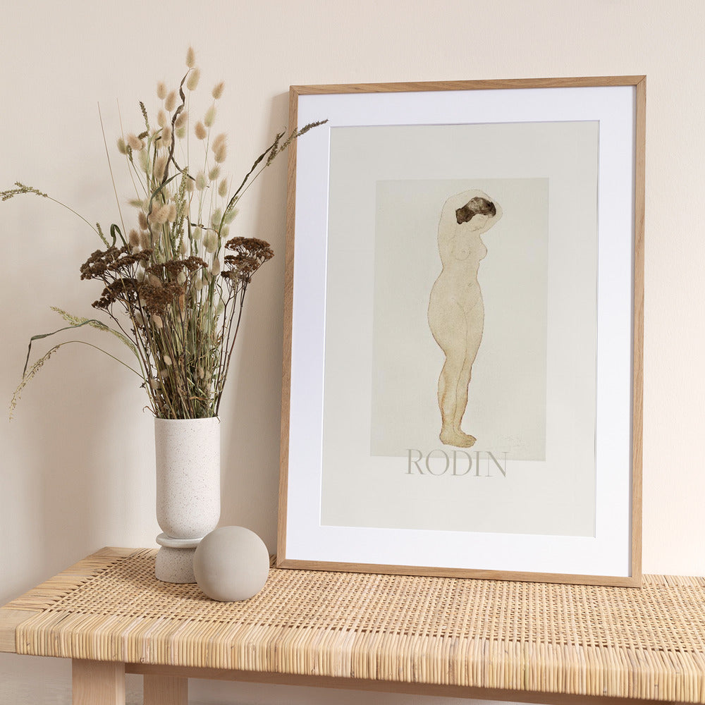 Nude, Standing With Hands On Head - Art Print by Auguste Rodin