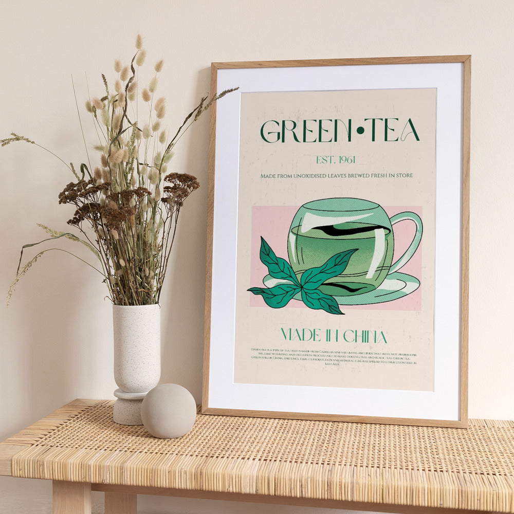 Green Tea Origins - Art Print by Nazma Khokhar