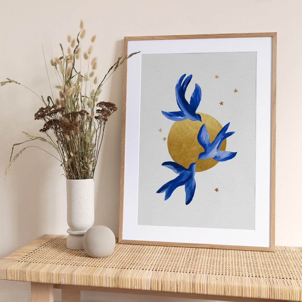 Blue Birds - Art Print by Orara Studio