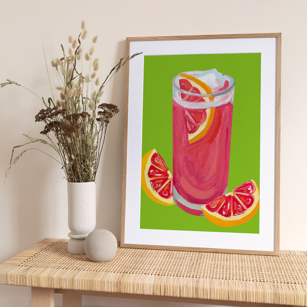 Grapefruit Paloma Pistachio - Art Print by Alice Straker