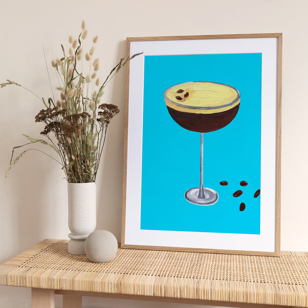 Espresso Martini Sky Blue - Art Print by Alice Straker