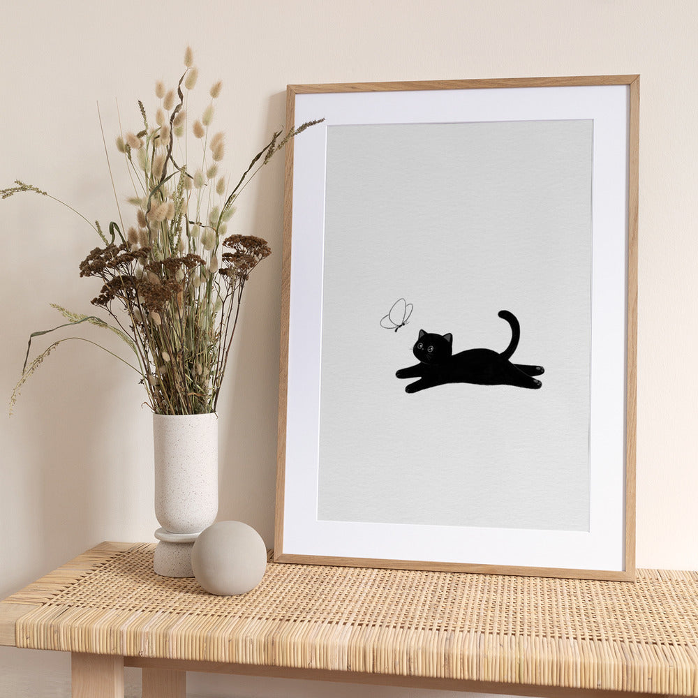 Cute Black Cat - Art Print by Xuan Thai