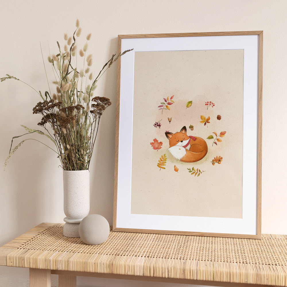 Fox In Fall Foliage - Art Print by Xuan Thai