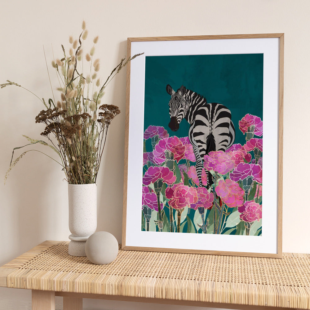 Zebra in a field of flowers - Art Print by Sarah Manovski