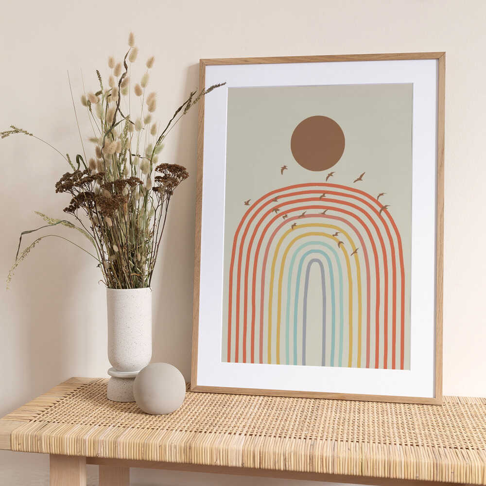 Stylized Rainbow With Layered Pastel - Art Print by Little Dean