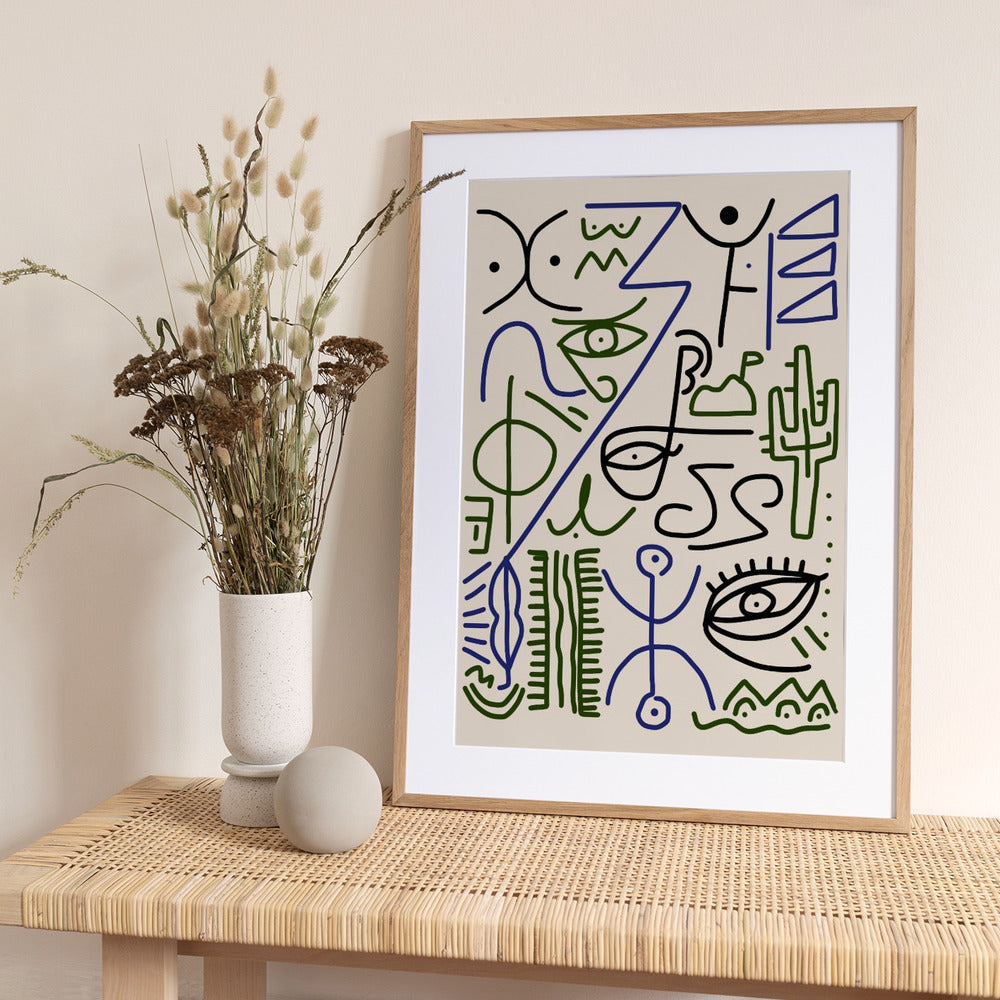 Line Art Bizarre Village Symbol - Art Print by Little Dean