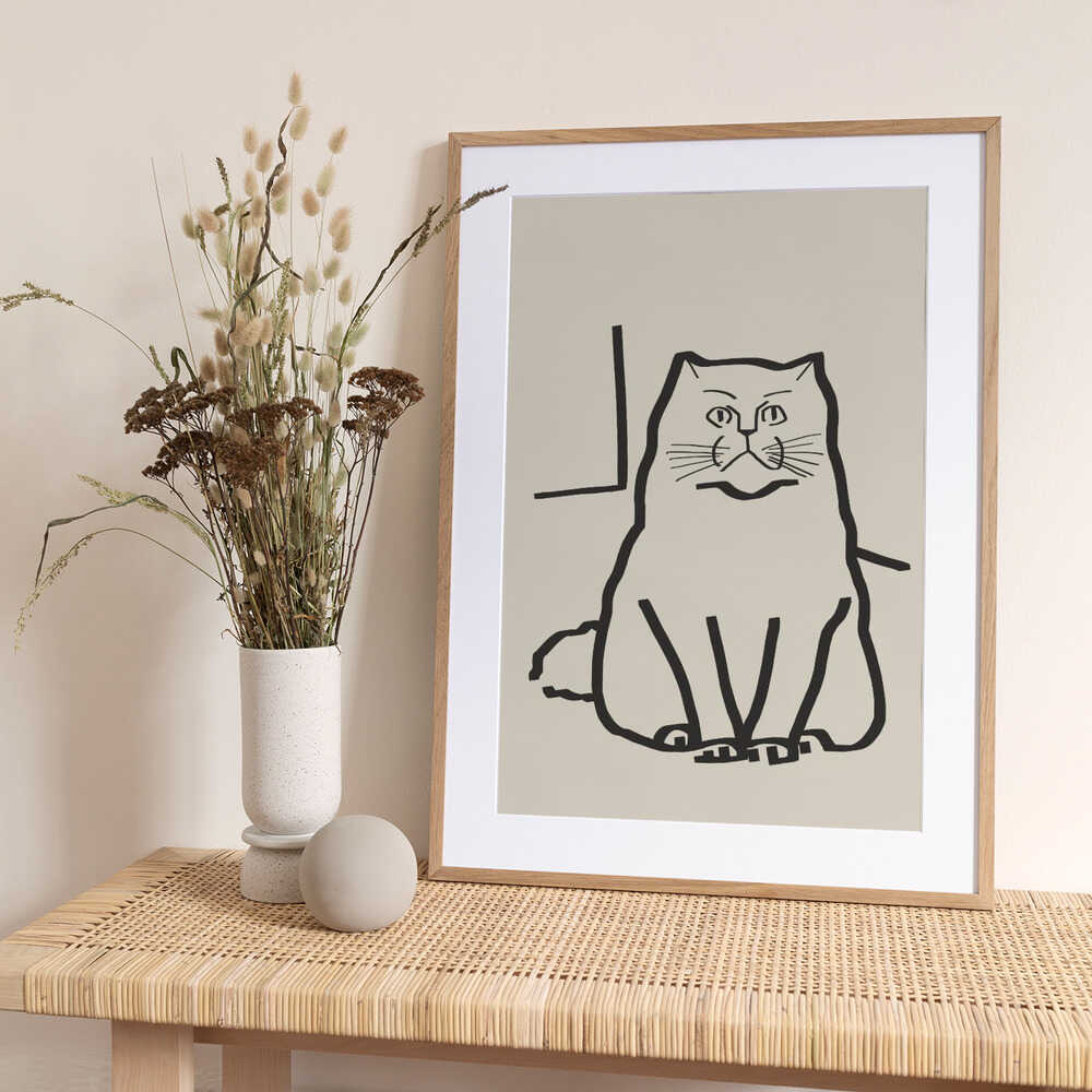 Line Art Cat Drawing 7 - Art Print by Little Dean