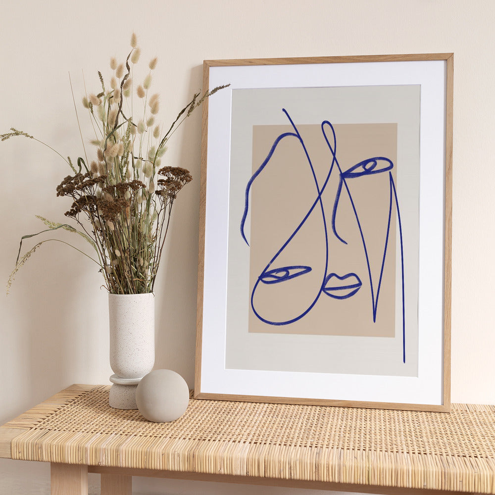 Abstract Blue Line Art - Art Print by Little Dean