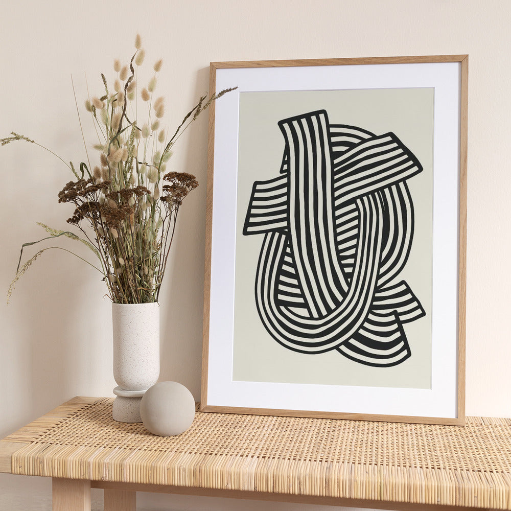 Striped Abstract In Black - Art Print by Little Dean