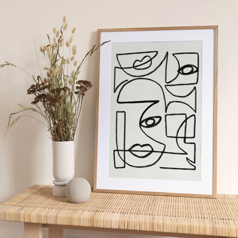 Abstract Line Art Faces - Art Print by Little Dean