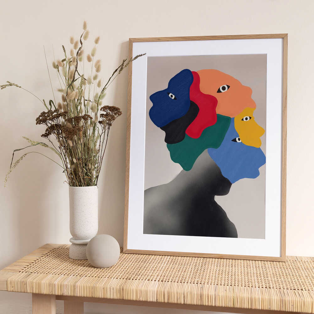 Sides of Masks - Art Print by Little Dean