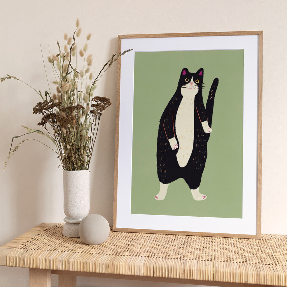 Black and white cat 02 - Art Print by Little Dean