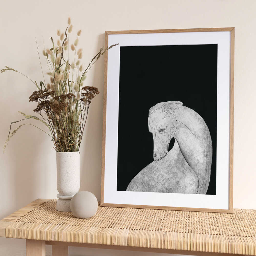 Greyhound black and white - Art Print by Little Dean