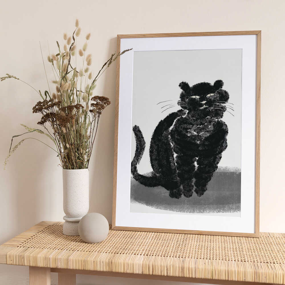 Portrait of a black cat - Art Print by Little Dean