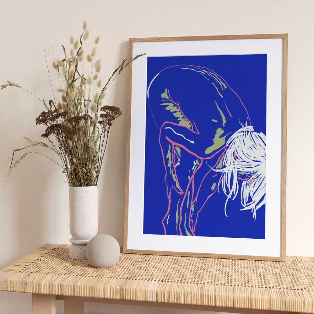 Nude in green leggings 02 - Art Print by Little Dean