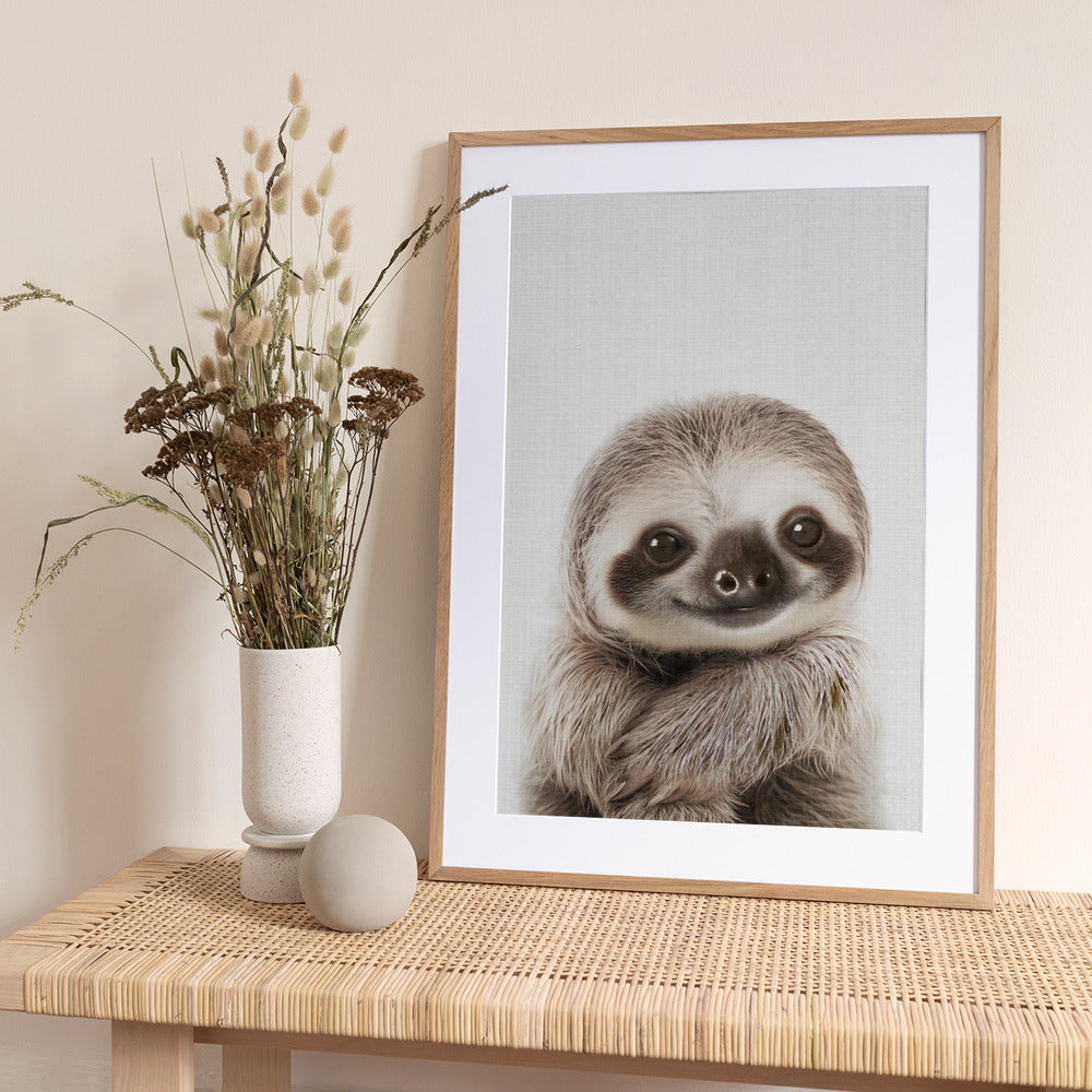Peekaboo Baby Sloth - Art Print by Lola Peacock