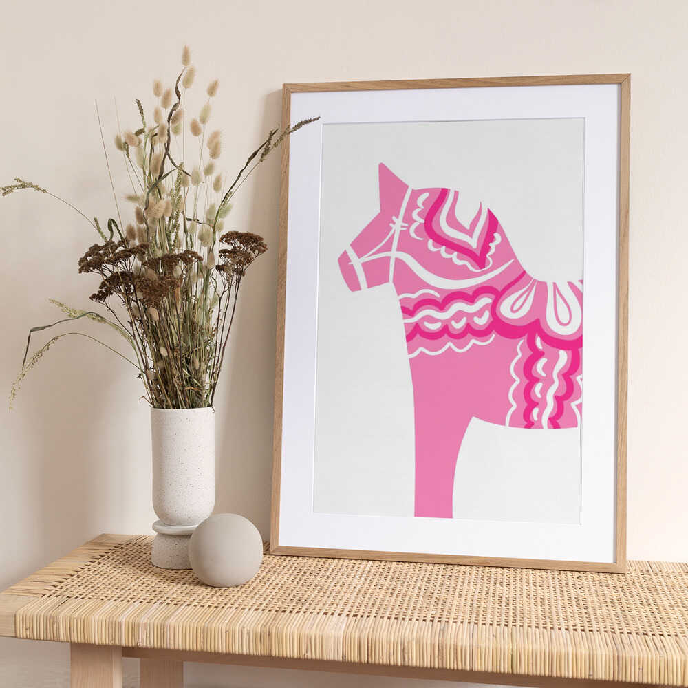 Pink Dala Silhouette - Art Print by Athene Fritsch