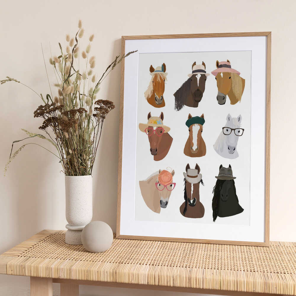 Horses In Hats - Art Print by Hanna Melin