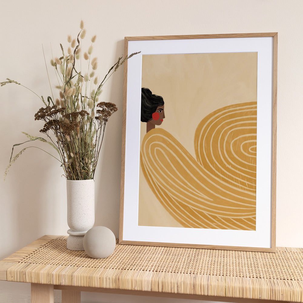 The Woman With the Yellow Stripes - Art Print by Bea Müller