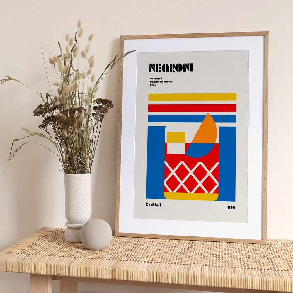 Negroni Bauhaus Cocktail - Art Print by Retrodrome