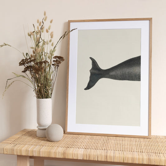 Whale Tight Crop I Handcolored Sealife Lithograph 1824 - Art Print by Vintage Poster