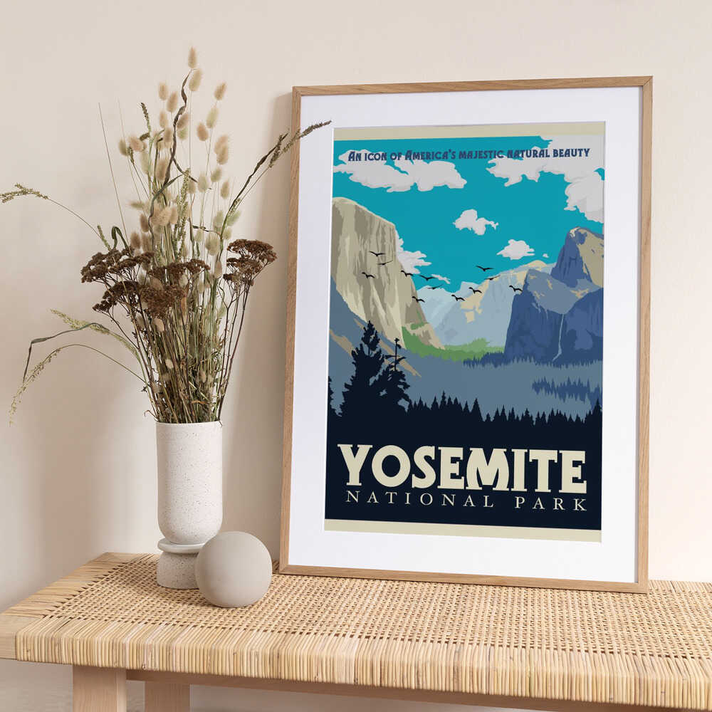Yosemite National Park Travel Print - Art Print by Retrodrome Travel Poster