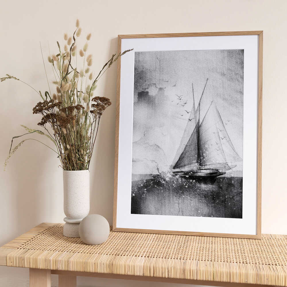 Vintage Sailboat Journey - Art Print by Charlaine Gerber