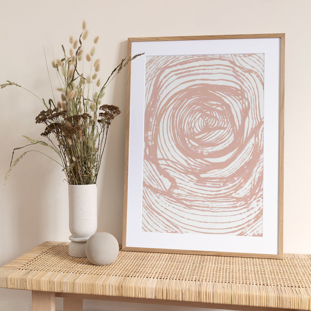 Swirling Lines In Soft Peach Tones - Art Print by Martina