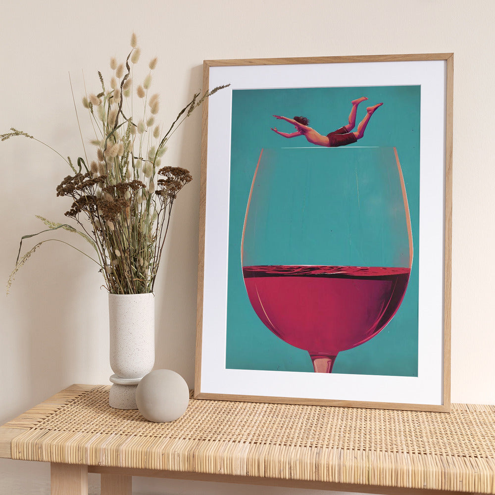 Wine Dive - Art Print by Andreas Magnusson