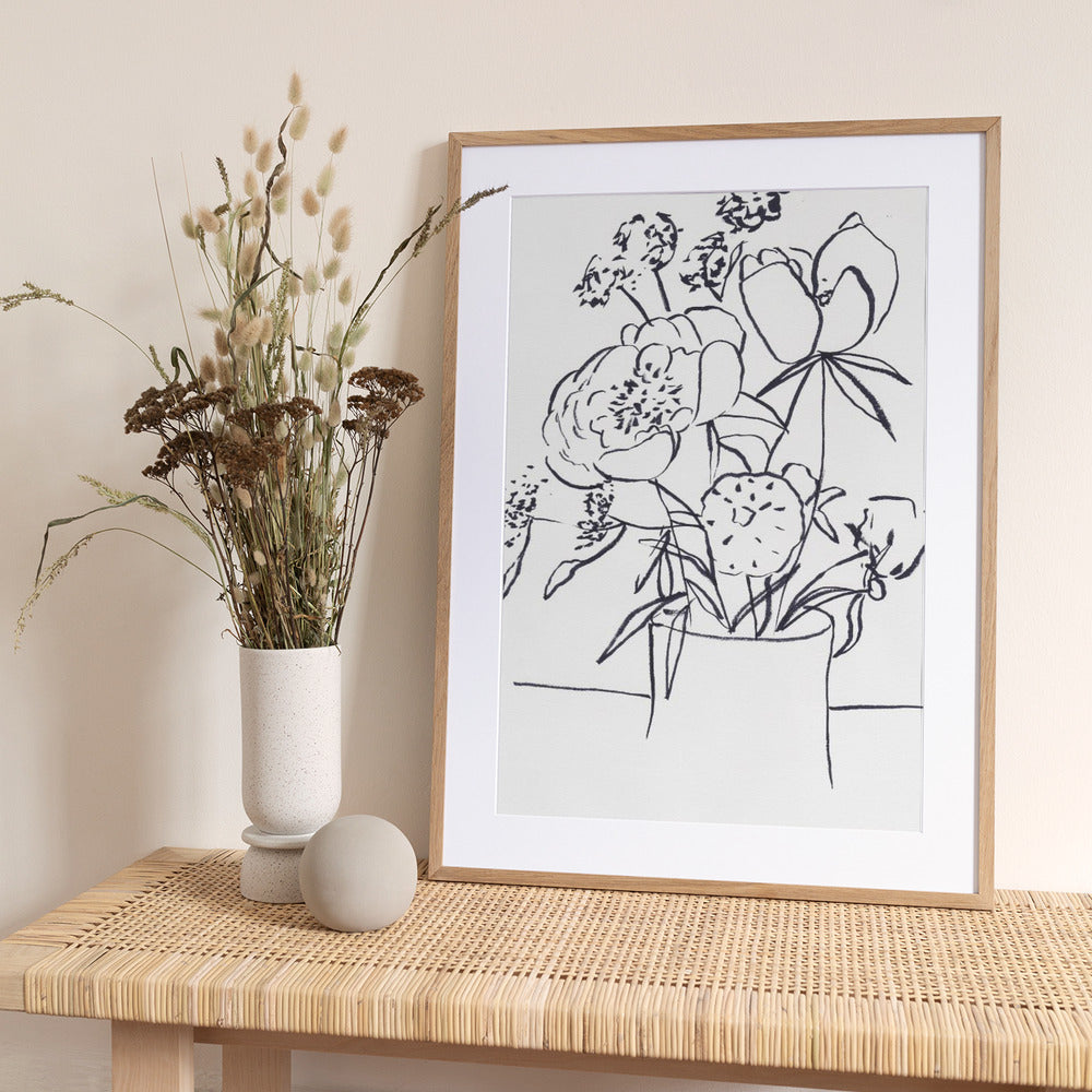 Black and White Floral Large - Art Print by Christine Lindstrom